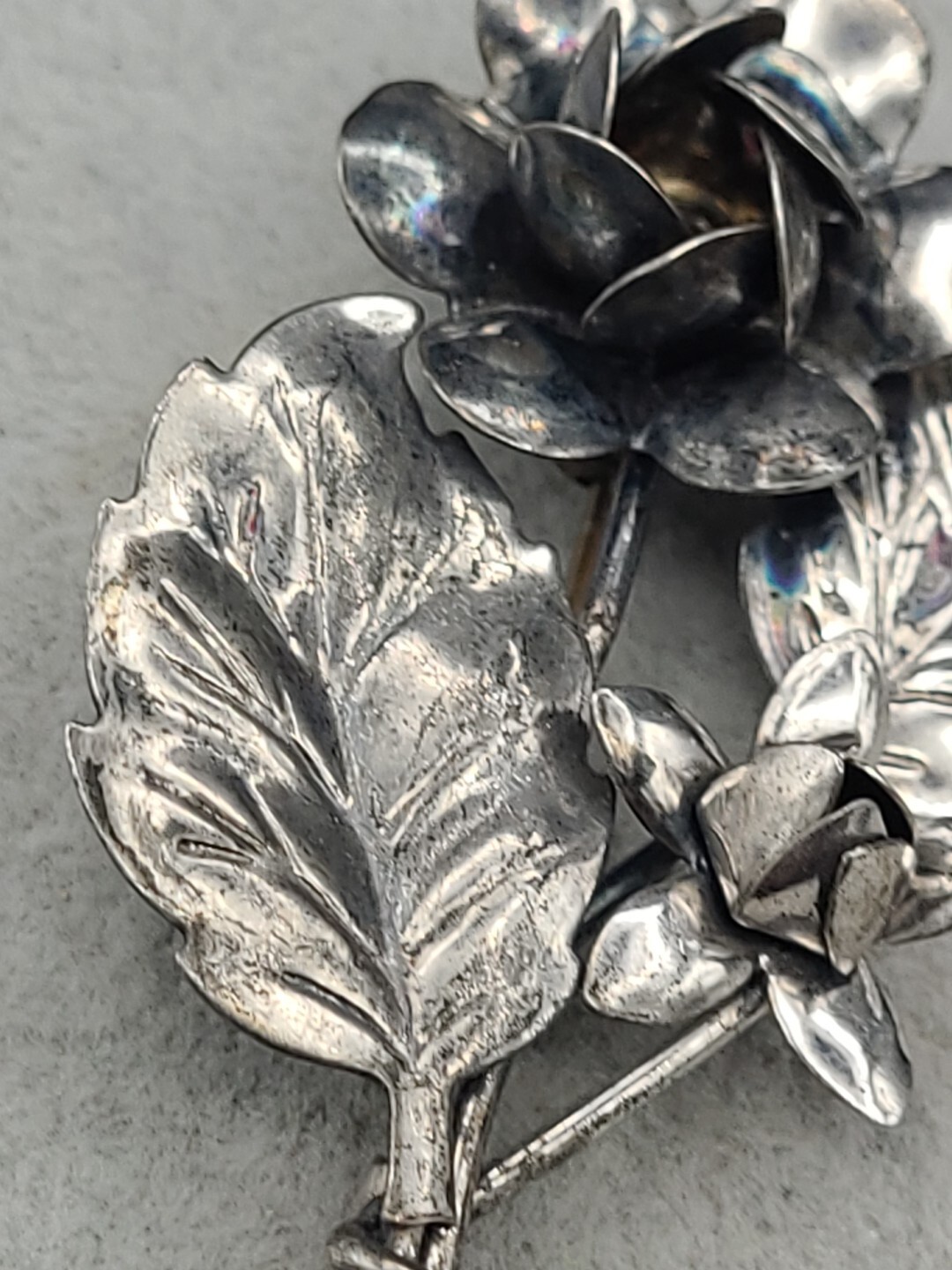 Vintage Sterling Silver pin Brooch Rose Floral Bundle Symbol Of Love Beauty