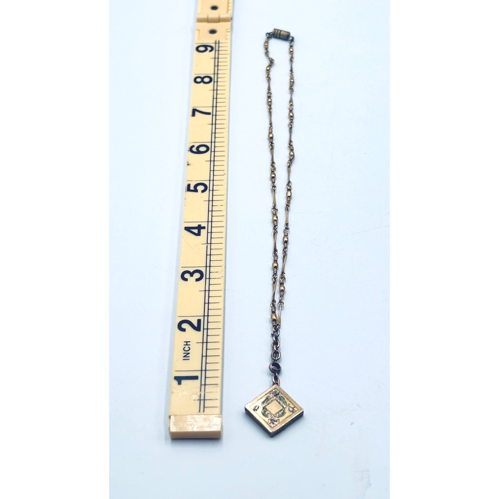 Antique VICTORIAN watch fob on a Victorian necklace Etched Bar Link Chain