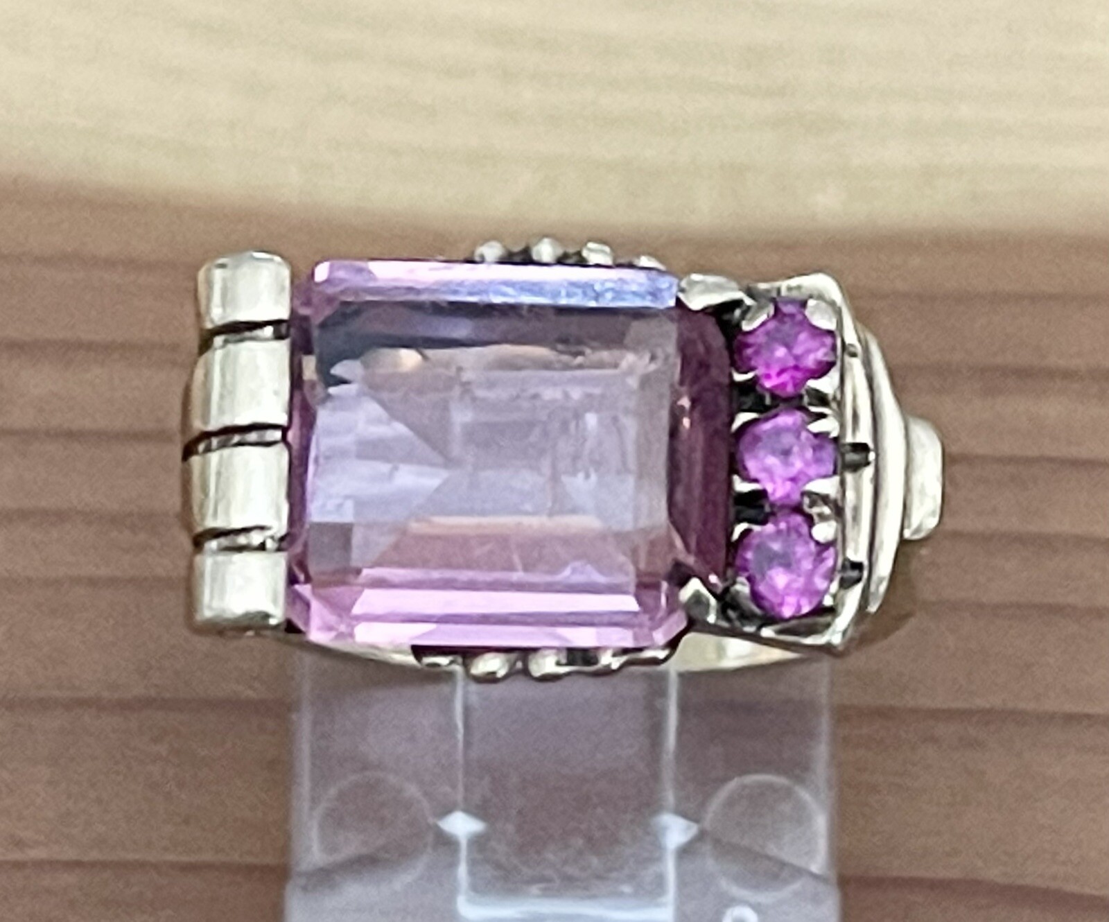 Vintage Retro 40’s-50’s 10K Yellow Gold Topaz, Ruby Stone Cocktail Ring Size 6.5