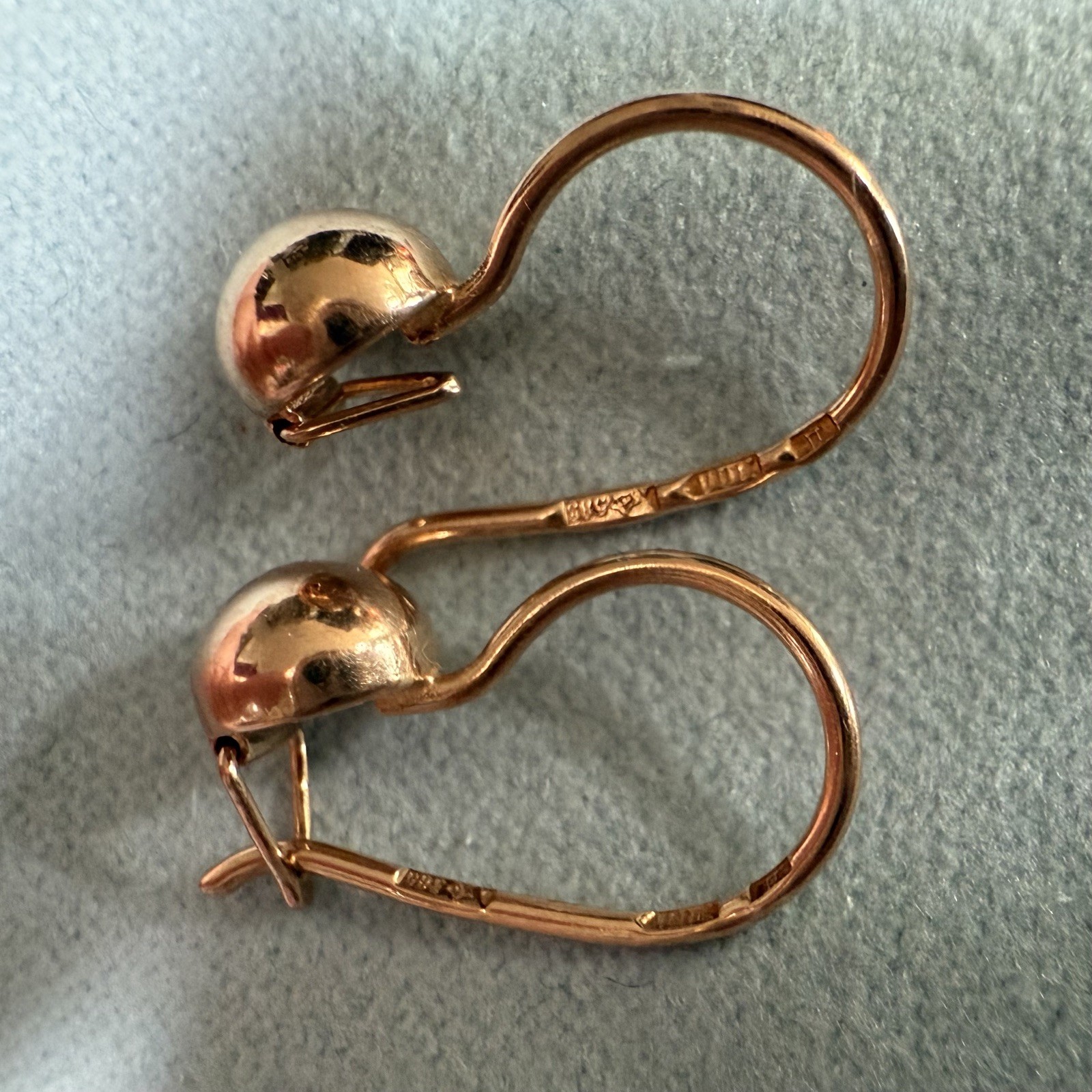 USSR Vintage Soviet Original Rose Gold Earrings 583 14K 1.65g.