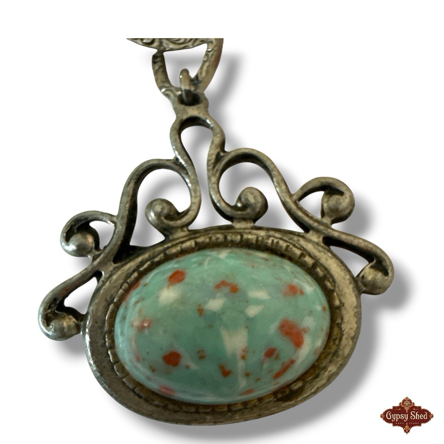Rare Etruscan Revival Chunky Charm Bracelet Heart Cameo Silver Tone Cable Link