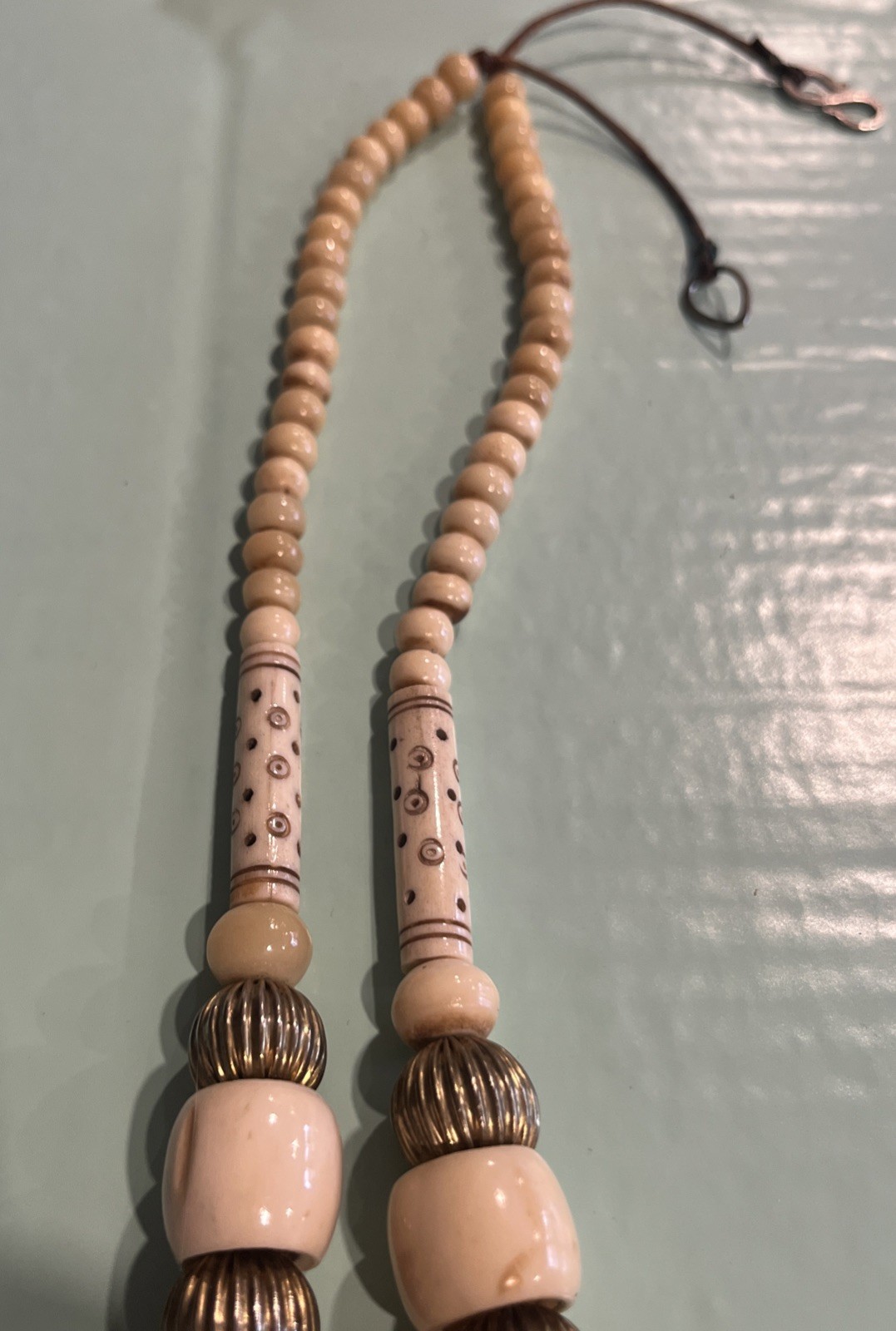 Vintage Tribal Necklace 20” Ivory Gold