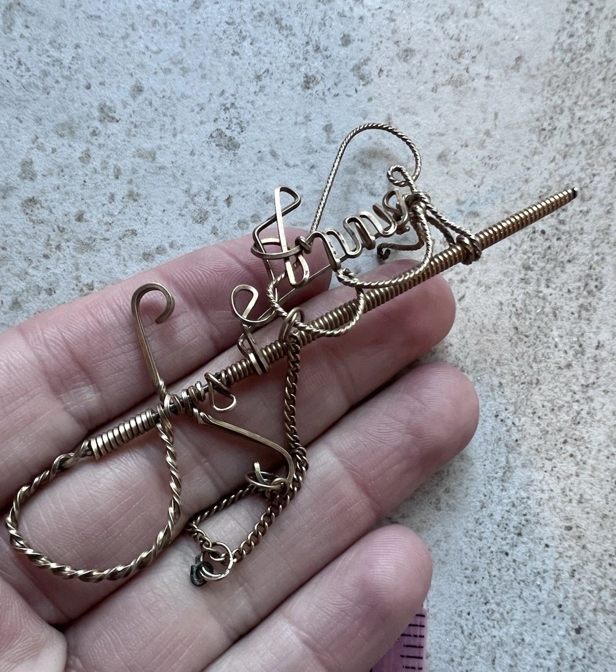 Antique Gold Filled ? Unmarked Removable Sword Sheath Pin Brooch Name? Read H4