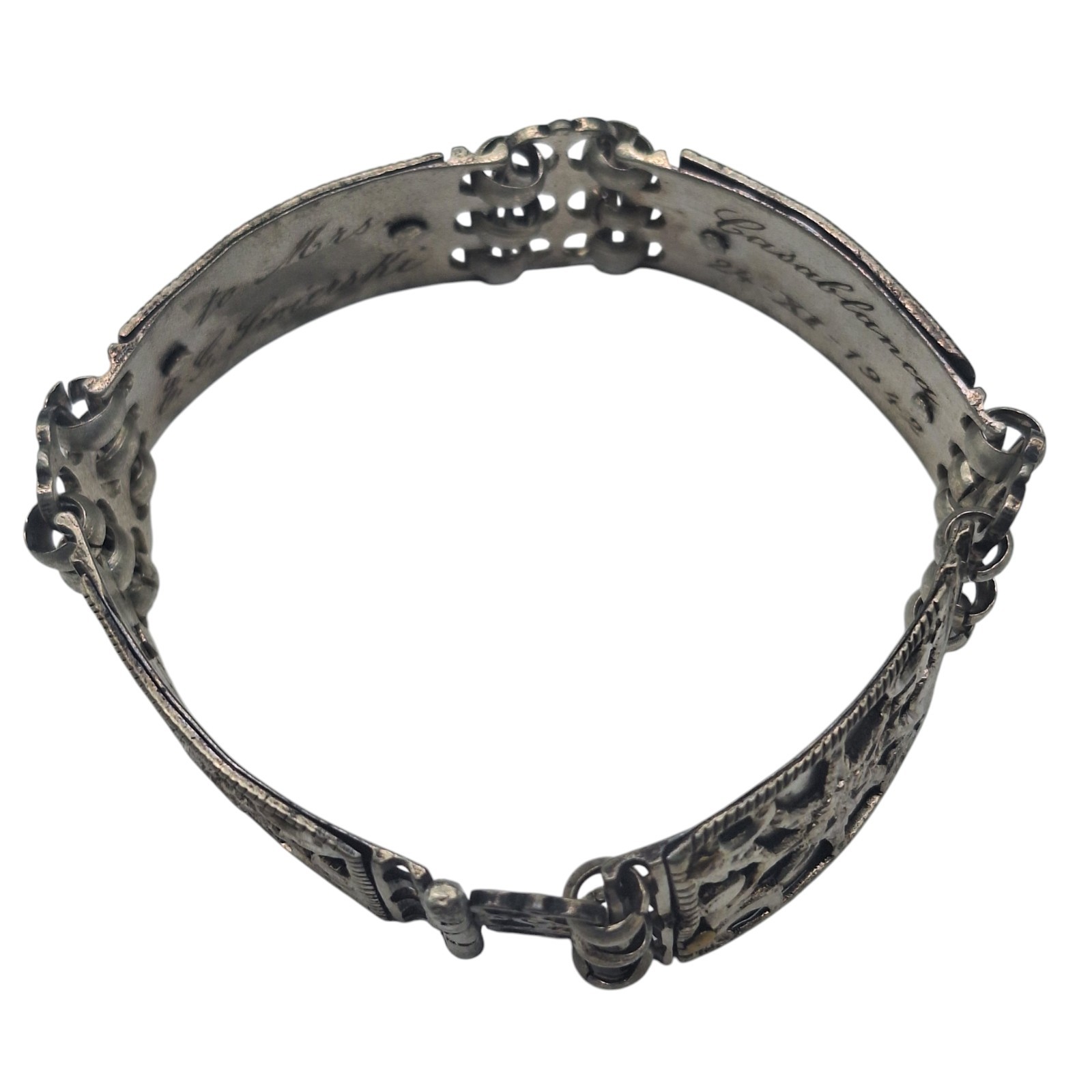 1942 WWII Operation Torch Casablanca Morocco Riveted Mixed Metal Gold Bracelet