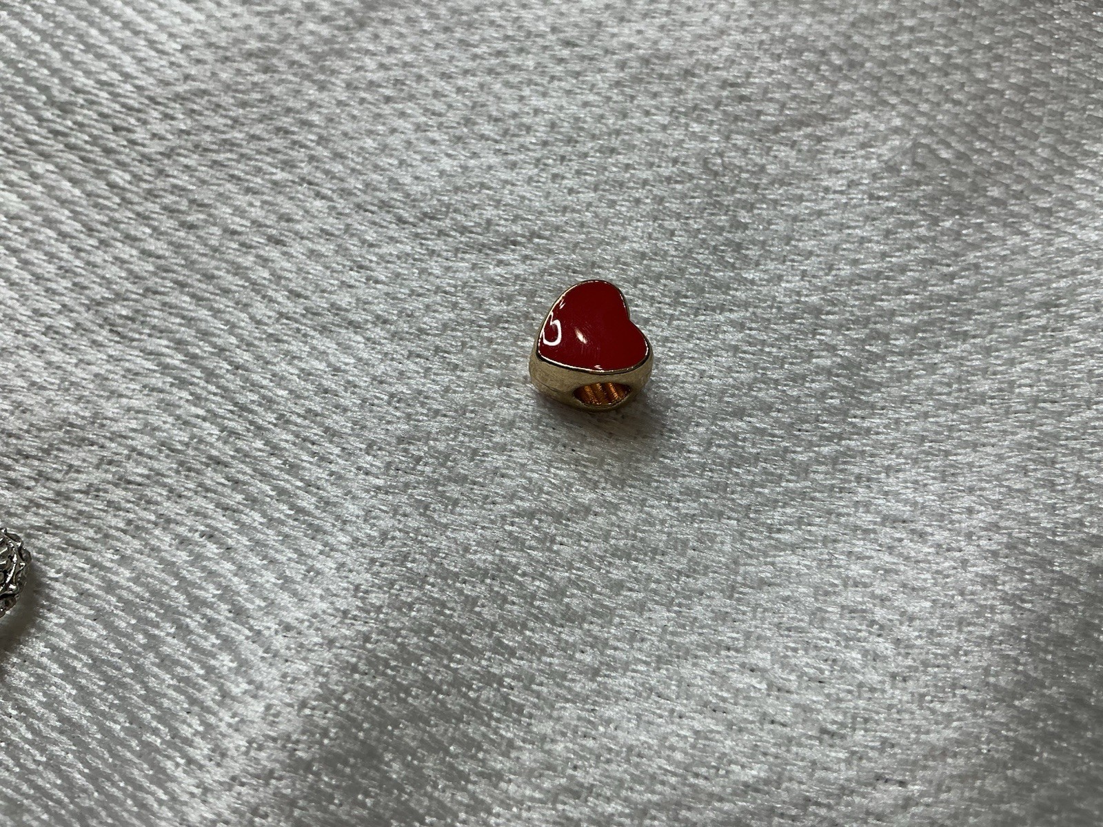 Gold Tone Red Heart Pendant Necklace Charm Only