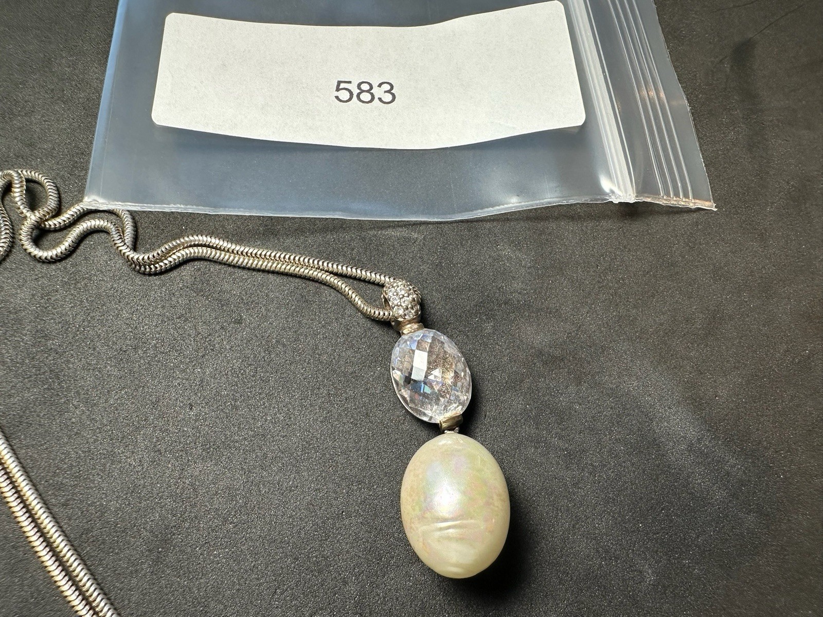 11.08g Vintage 925 Sterling Silver Faceted Drop Pendant Necklace M 16.5 in