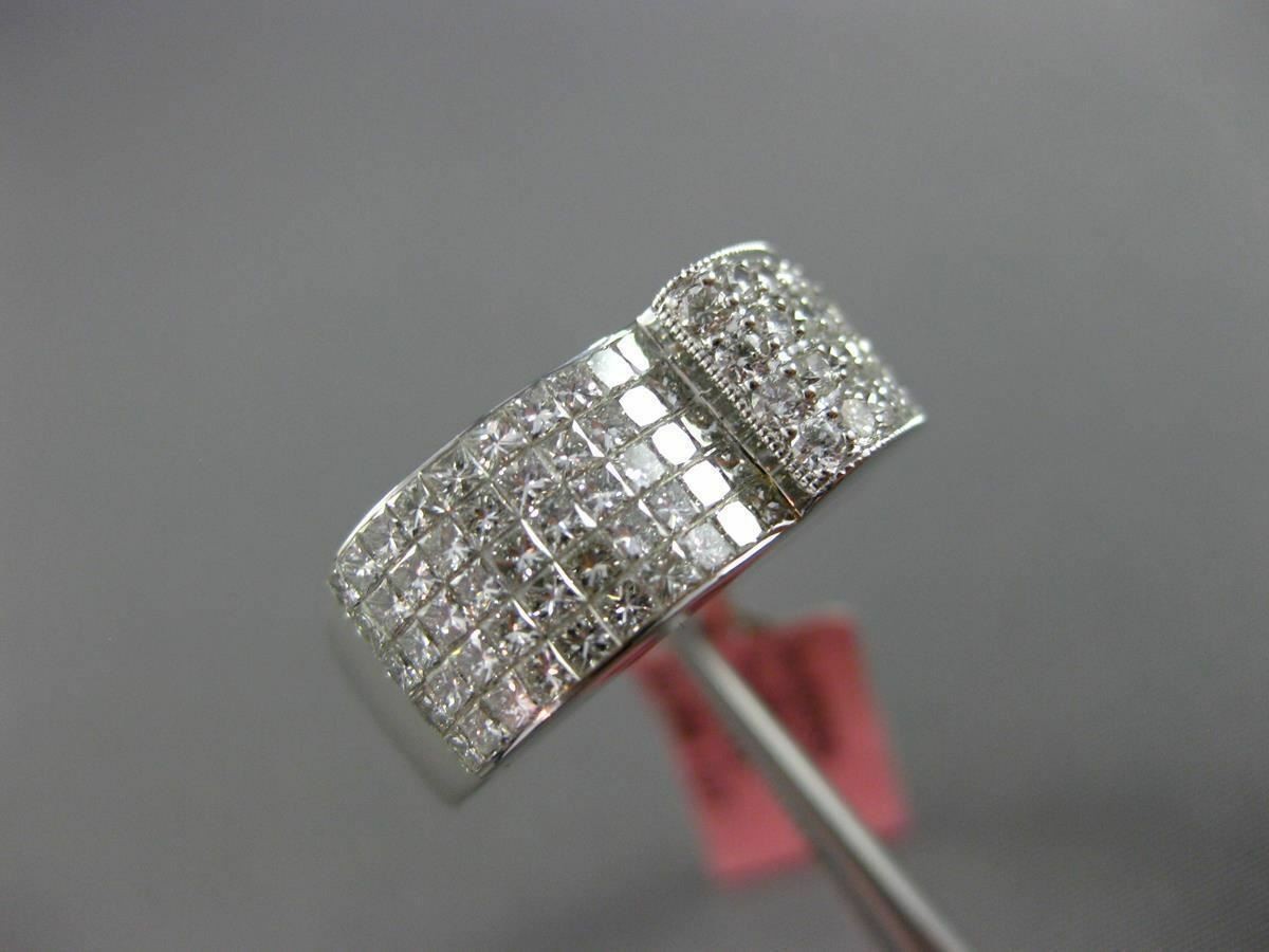 ESTATE WIDE 1.30CT DIAMOND 18KT WHITE GOLD 3D MULTI ROW MILGRAIN RING F/G VS/VVS