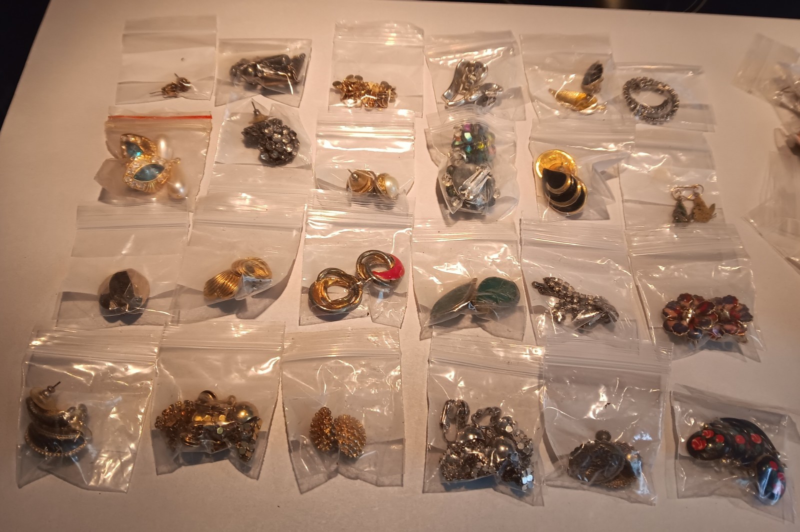 Large Lot Of 48 Earring Pairs: Clip On, Pierced, Stud, Dangle, Marked & Unsigned