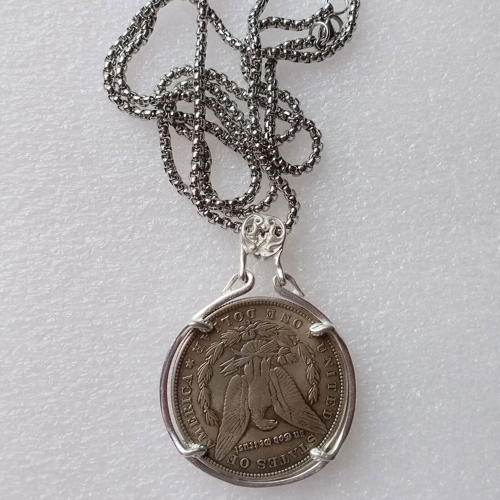Vintage Pendant with Silver Plated Decorative Coin-Necklace