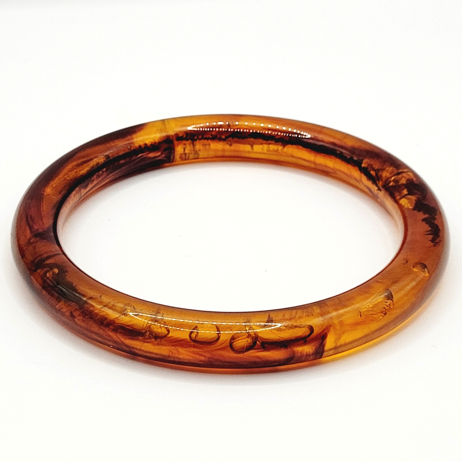 Classic Retro Faux T Shell Acrylic Bangle Bracelet Vintage 1980s with Bubbles