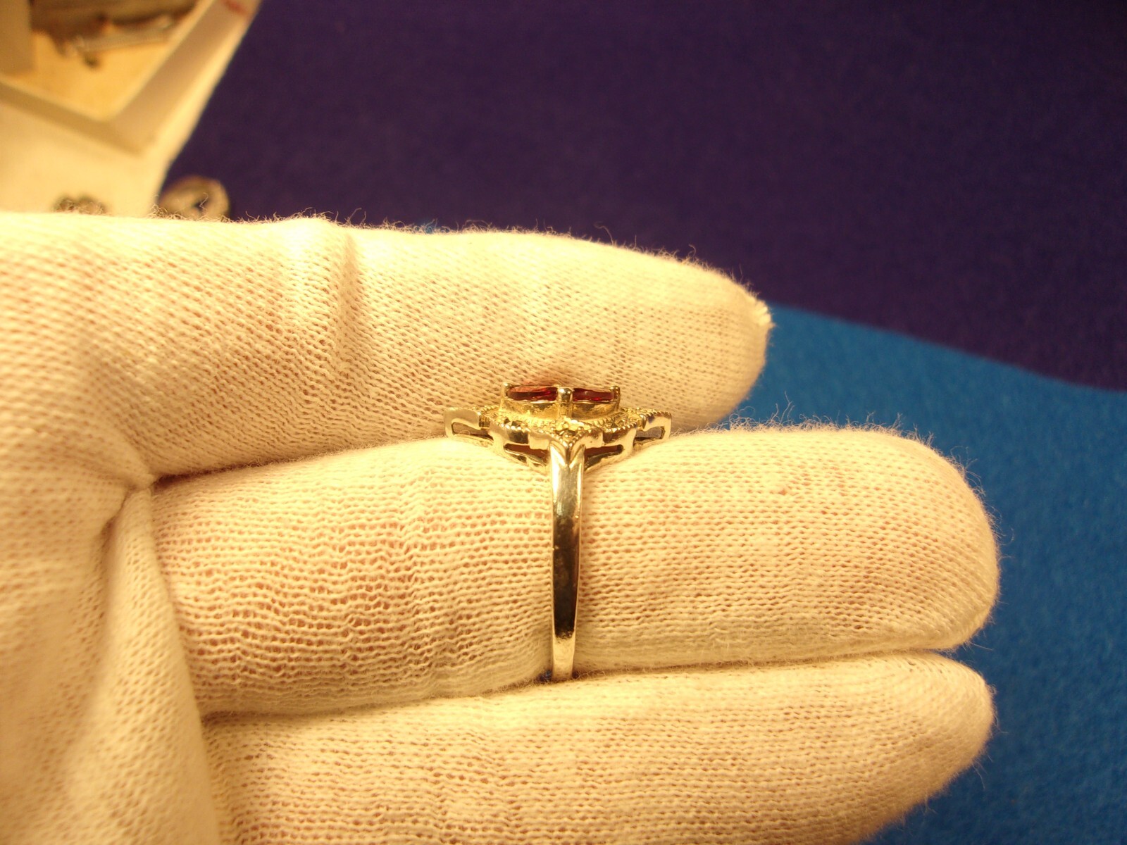 #3 of 6, SUPERB OLDER VTG LADY’S STERLING SLVER, ORANGE GARNET & MARCASITE RING