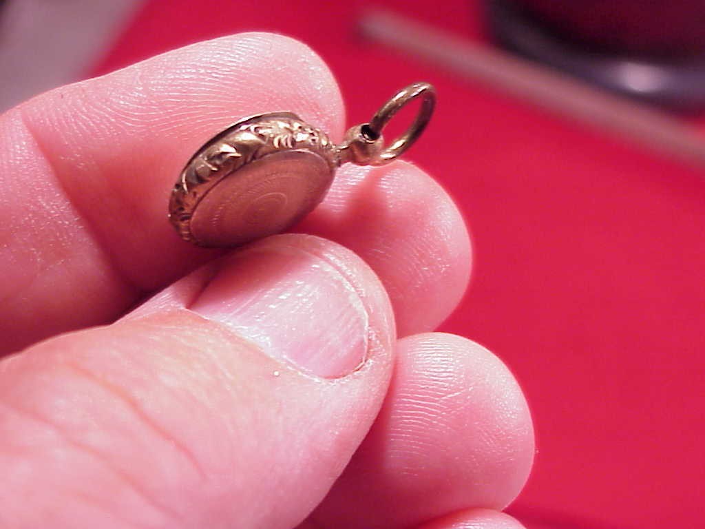 Antique TINY 1/2 INCH Vintage Victorian Small Gold Filled Hair Mourning Locket