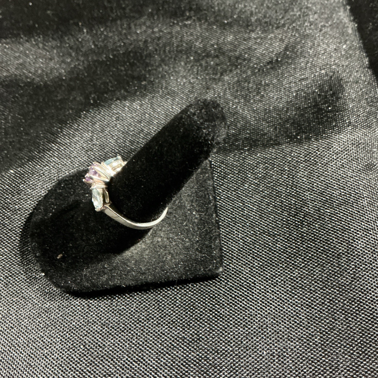 Vintage Amethyst And Aquamarine Sterling Silver Ring Size 6