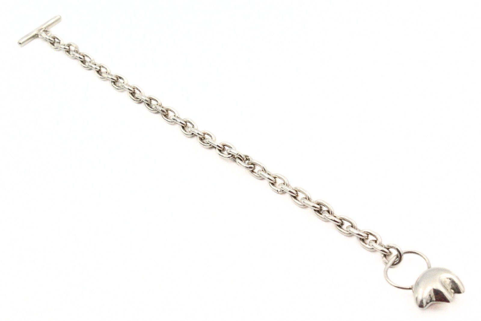 Stupendous Sterling Silver Bear Figural Toggle Closure Chain Link Bracelet
