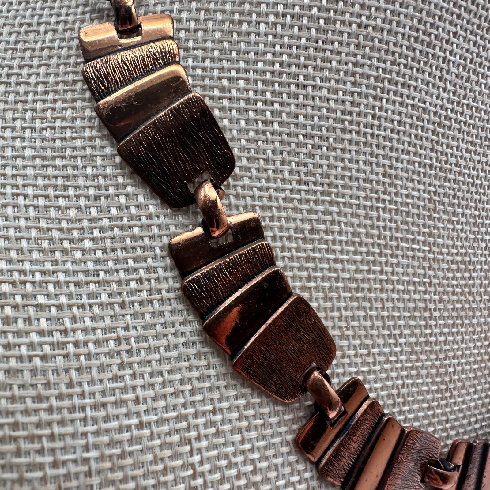 Vintage 90s Copper Tone Textured Panel Collar Necklace Boho Women’s Jewelry