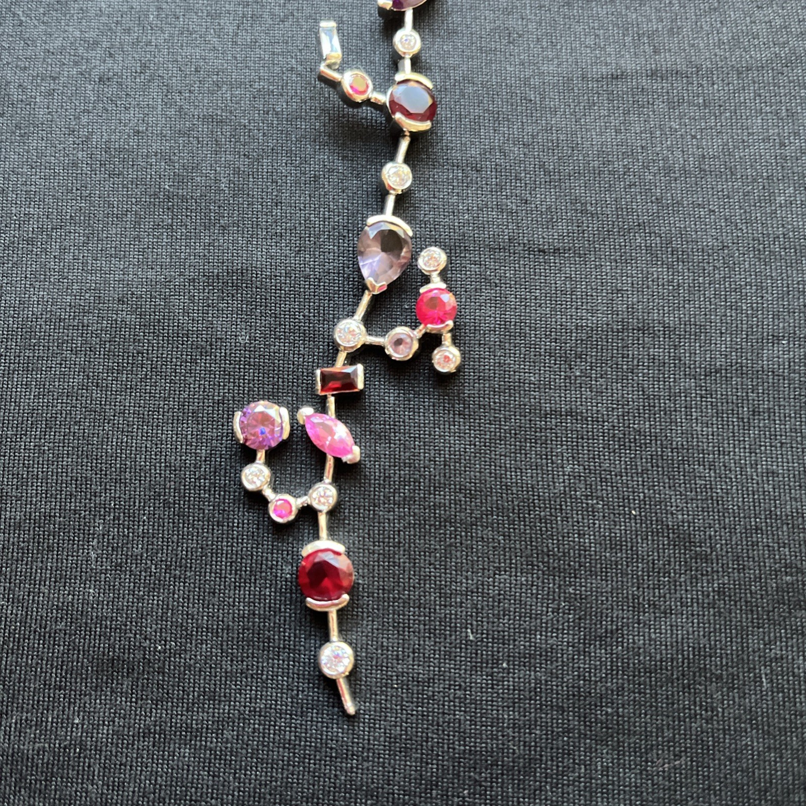 HSN Sterling lab created amethyst ruby garnet Rhinestone bracelet BROKEN