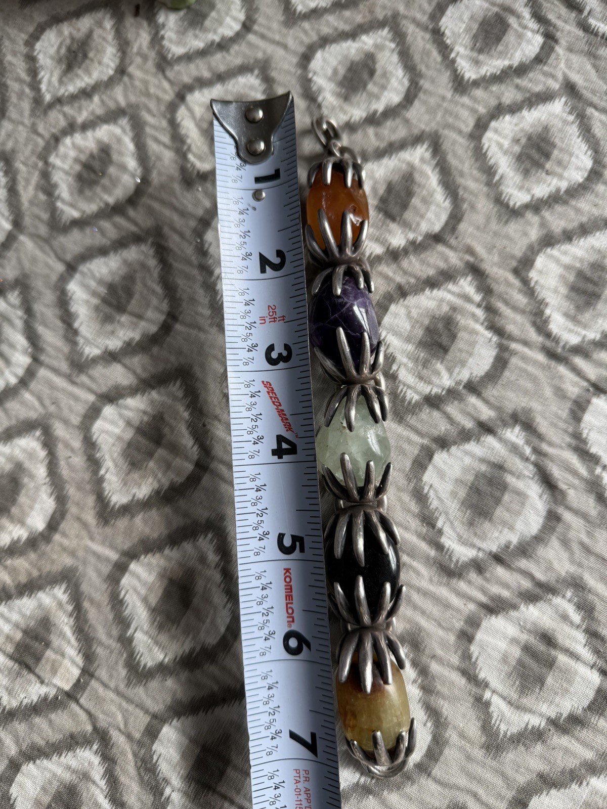 Vintage Las Castillo Mexican 925 Silver, five large gemstones unique bracelet .