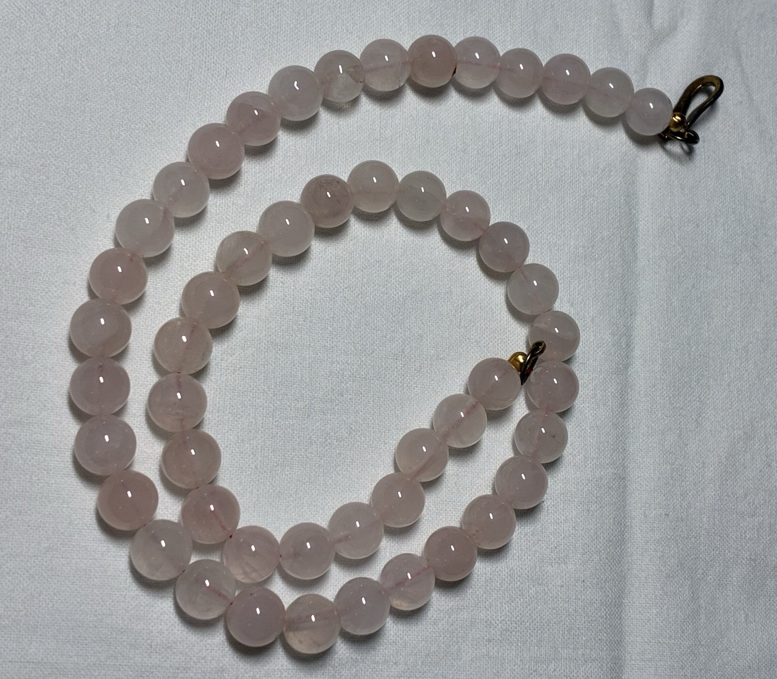 VTG Rose Quartz Bead Necklace Hand Knotted Genuine Pink Gemstone Choker S Clasp