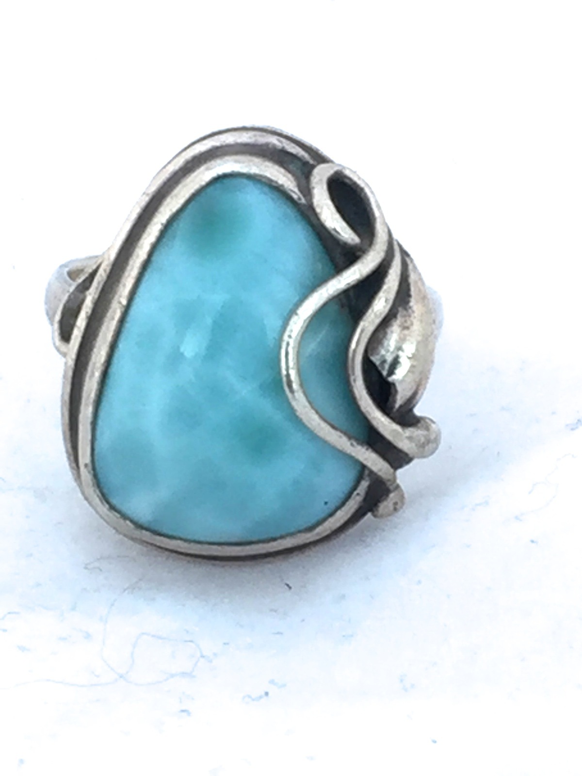 Larimar Ring Size 7.5 sterling silver Art Deco influences