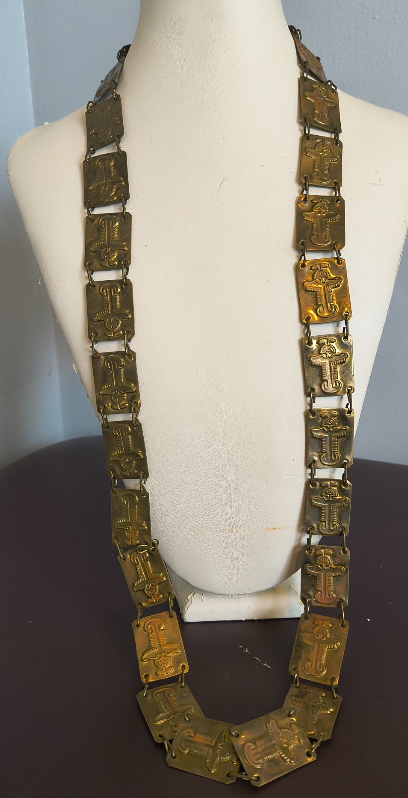 Vintage MCM Brass Link Necklace or Belt Brutalist Modernist