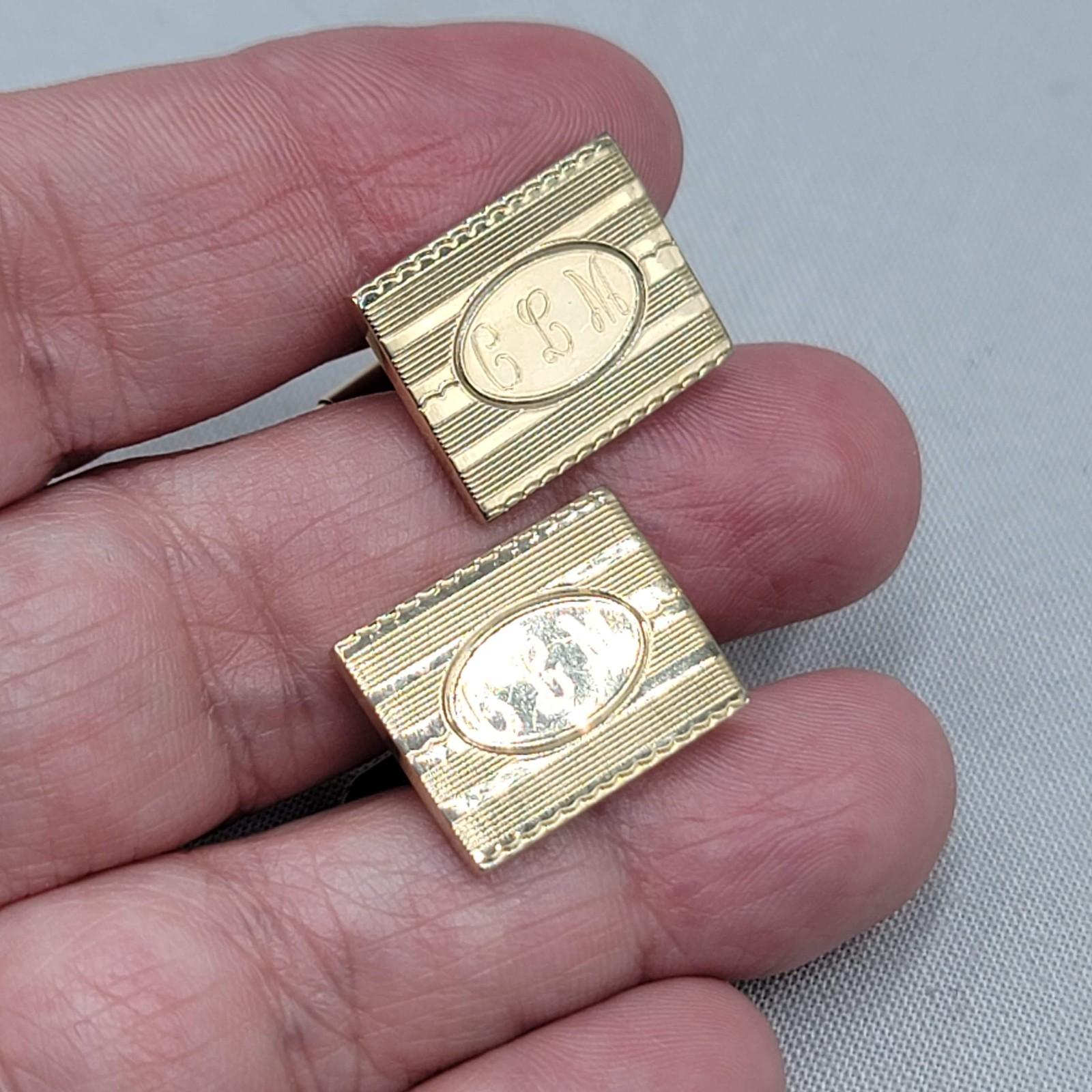 Vintage Hadley Mens Cufflinks Gold Plated Monogram CLM 3/4″