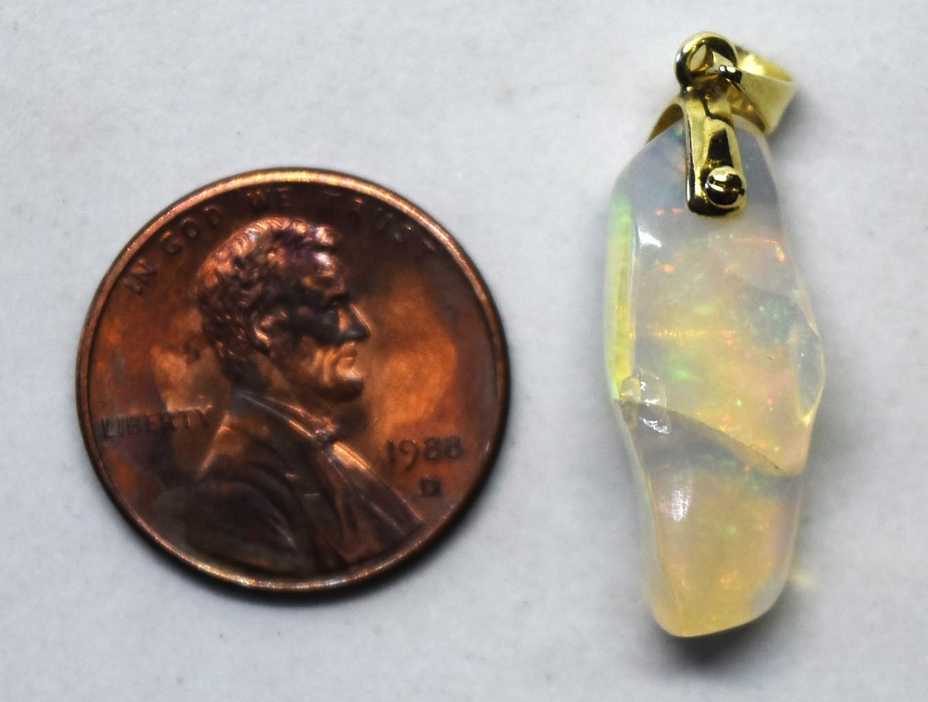 14K Yellow Gold and Natural Opal Pendant