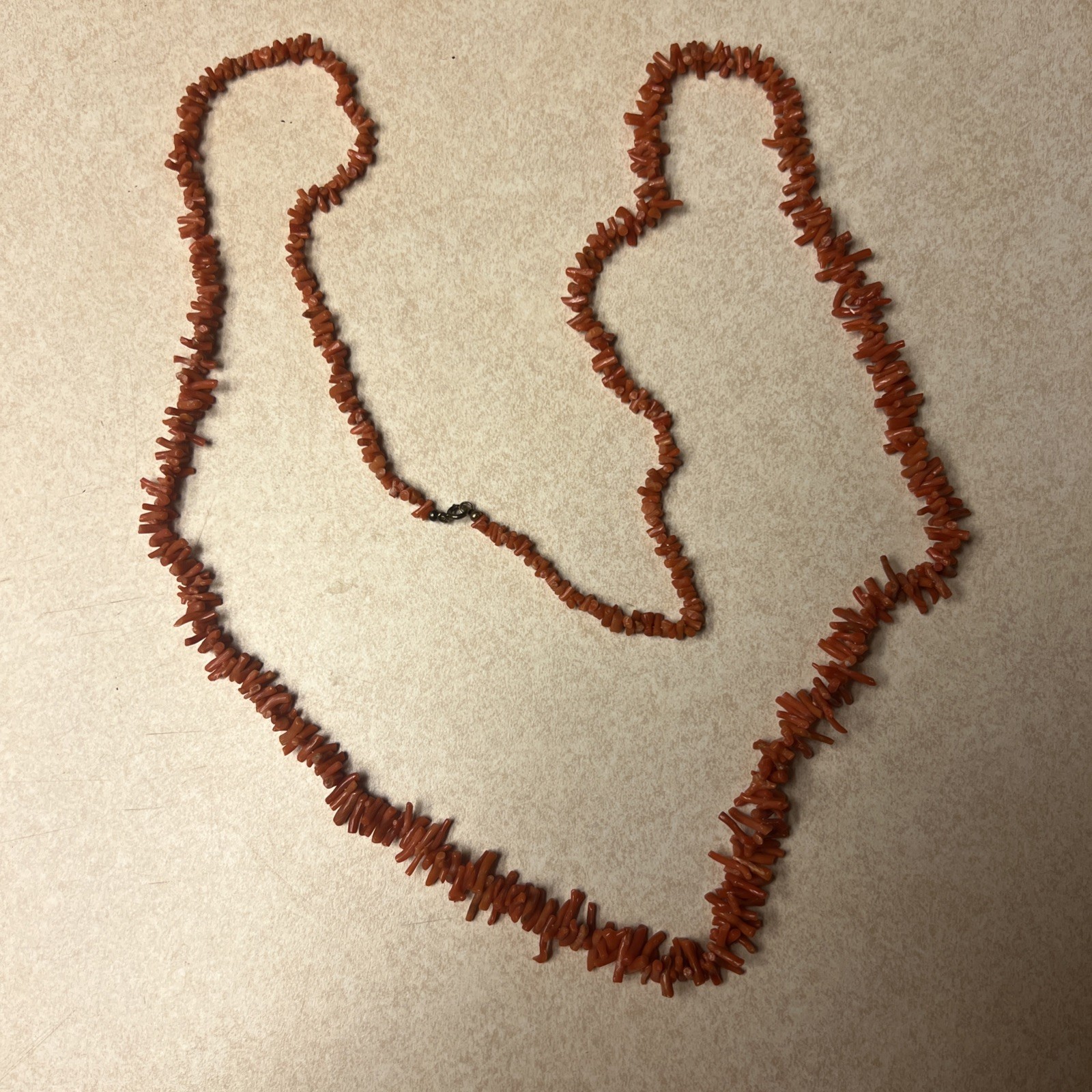 VTG Mediterranean Natural Red coral Salmon necklace 21”