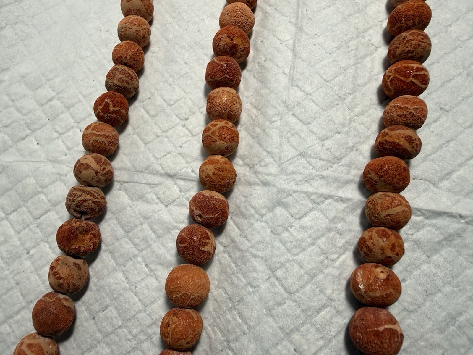 Vintage Sponge Coral Necklace 28″ Natural Strands Salmon Color 3/8″