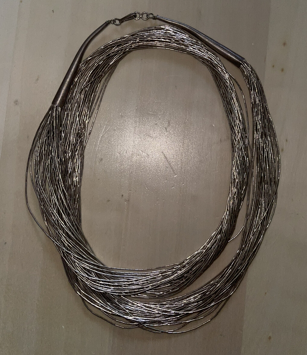 925 Sterling Silver Liquid Multi Strand (30) Navajo Soft Necklace 44g #4