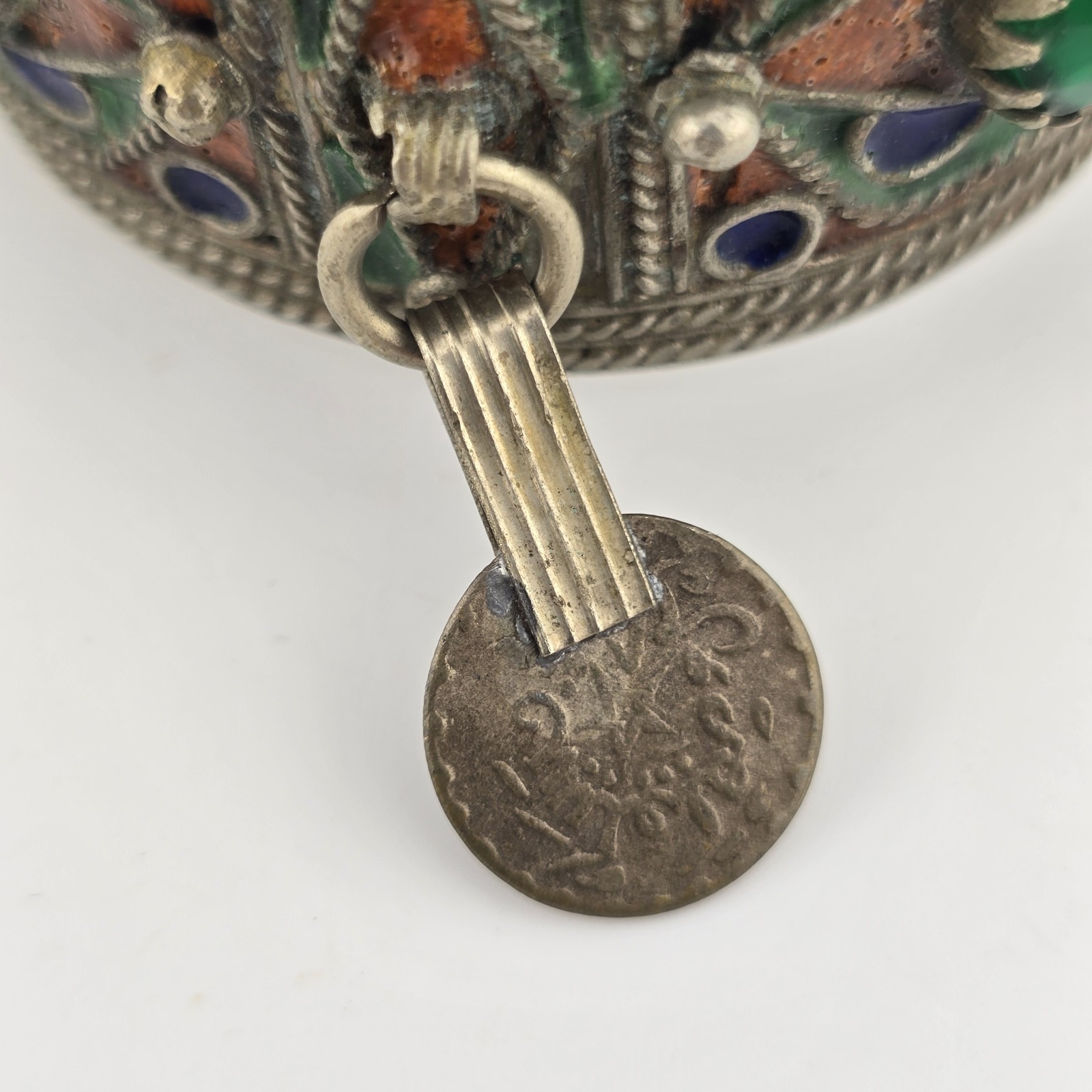 Vintage Berber Moroccan Style Enamel Cuff Bracelet Ethnic Tribal Coin Bangle