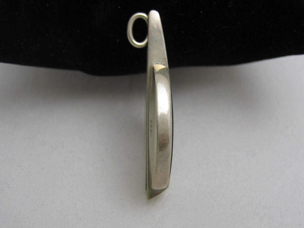 Niels Eric N. E. FROM Sterling Modernist Jade (Nephrite) and Onyx Pendant