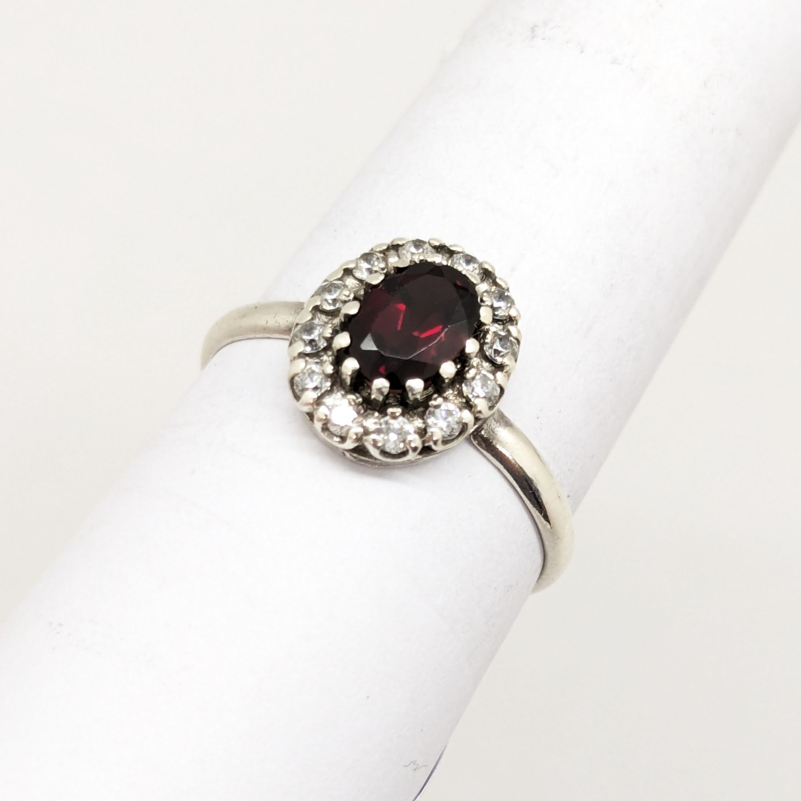 Vintage Luxury RING Silver 925 with Big Bright Garnet -size: 10US (17.5mm)| #71