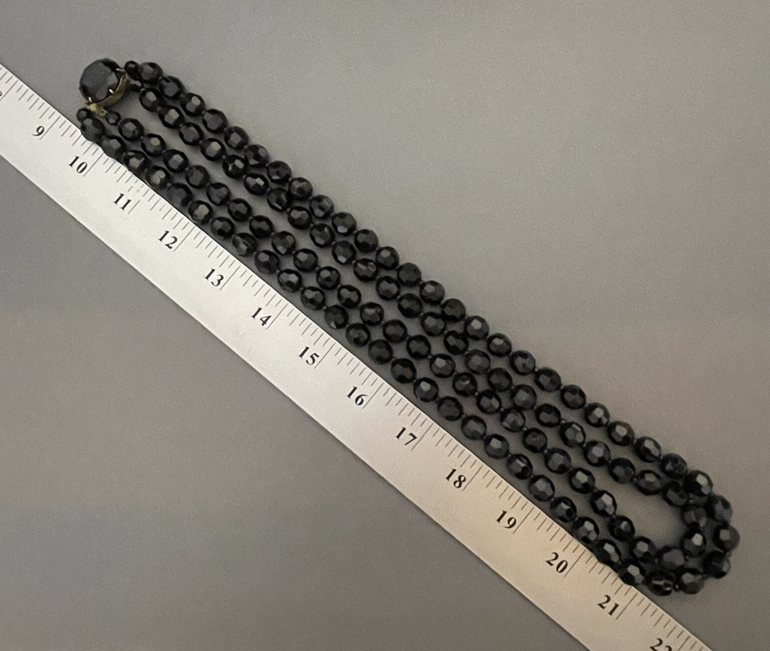 Vintage Faceted Jet Black Glass Bead Necklace West Germany – Clip On Earrings