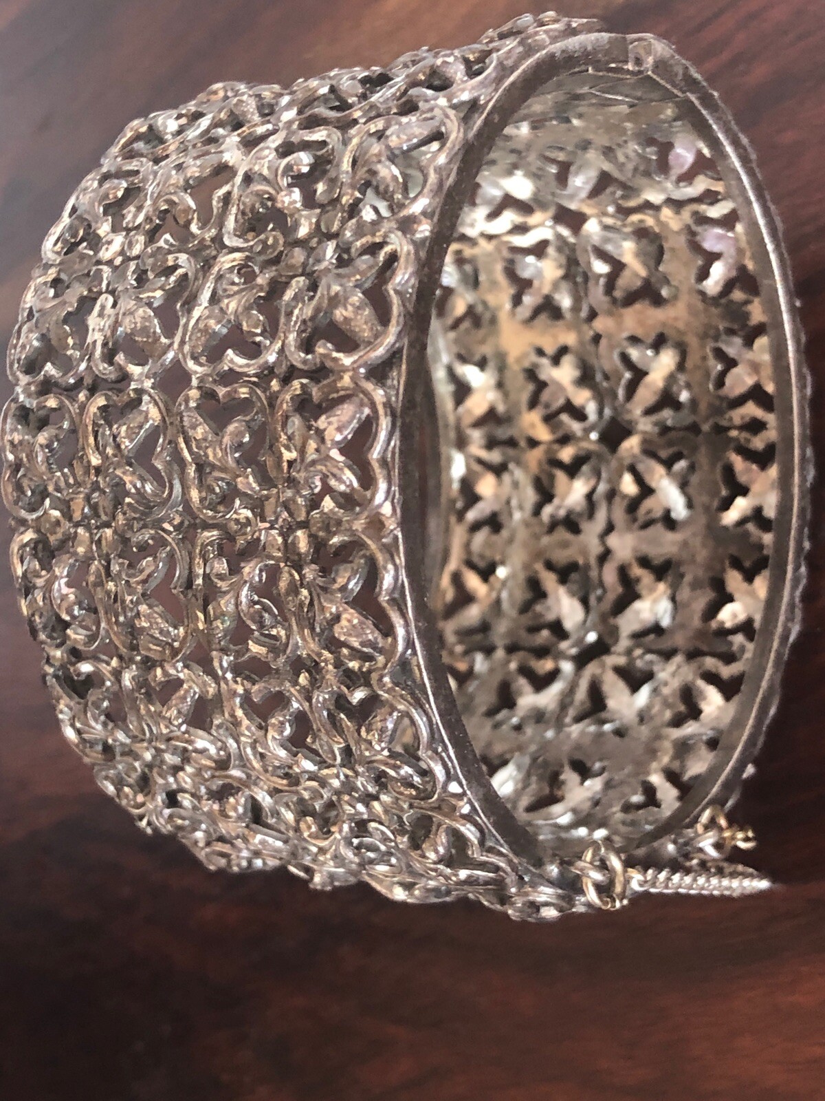 Amazing 1930s 1940s 1950s vintage thick Bartek hinged bangle bracelet signed