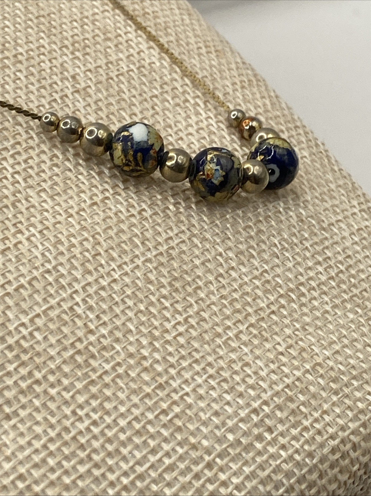 2.97 Vintage necklace, gold tone, chain, cloisonne charms