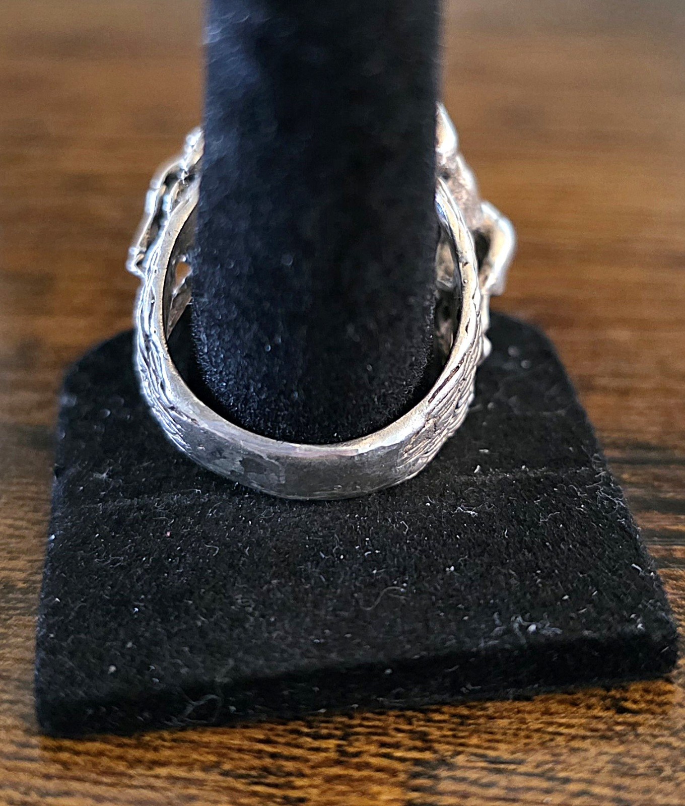Unique VTG Battling Horses Sterling Silver 925 Equestrian Brutalist Ring sz 10.5