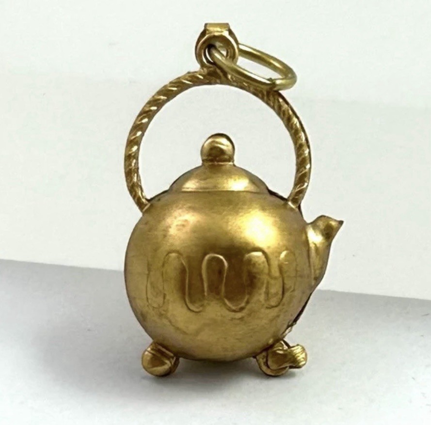 Vintage Charm Pendant Teapot Brass Metal Vintage Jewelry Tea Lover Gift For Her