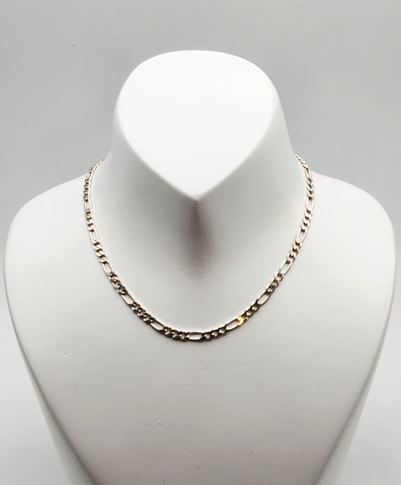 CS Italy Vintage Sterilng Silver Extra Long Figaro Chain Necklace 30″
