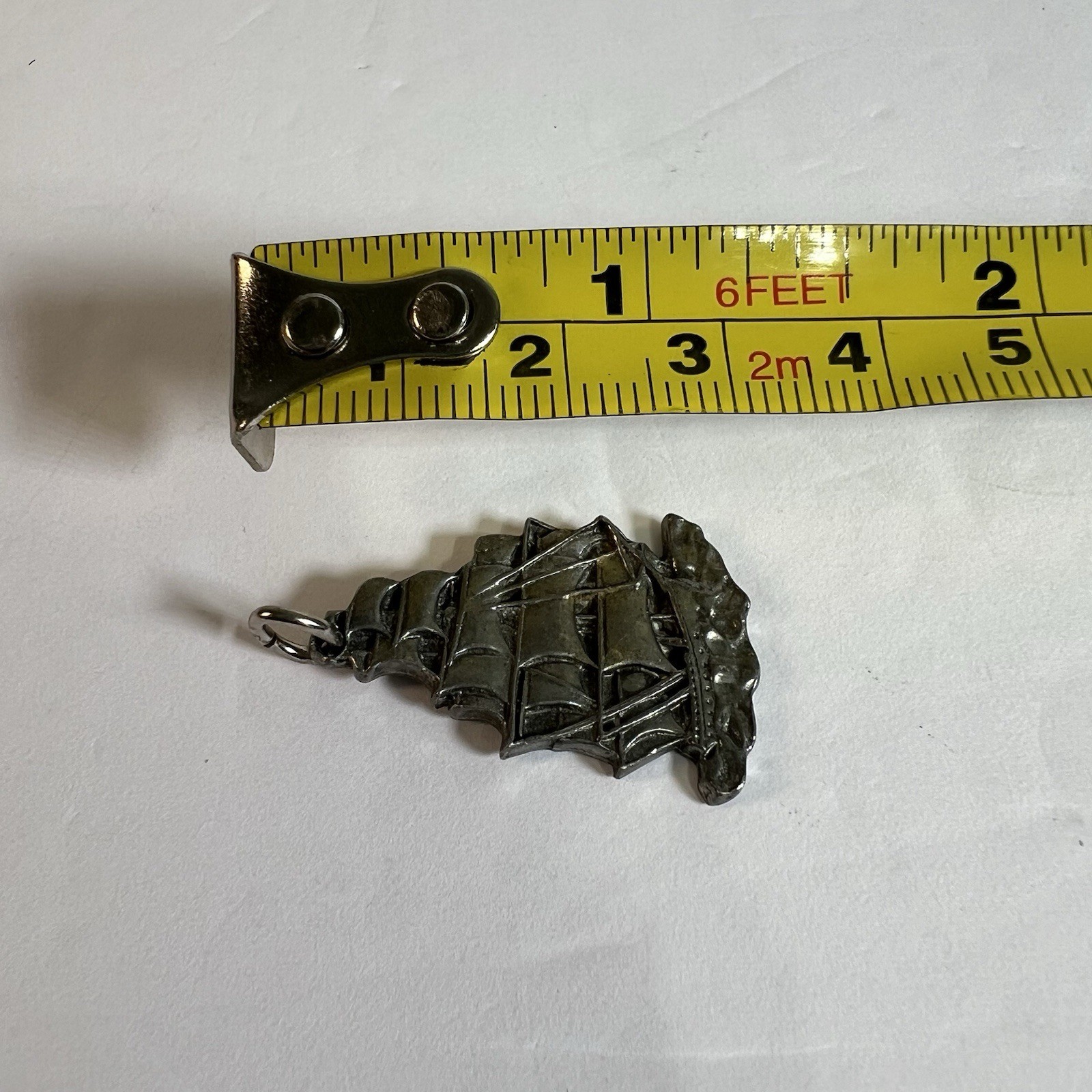 Vintage Pendant Pewter Ship Nautical CM&D