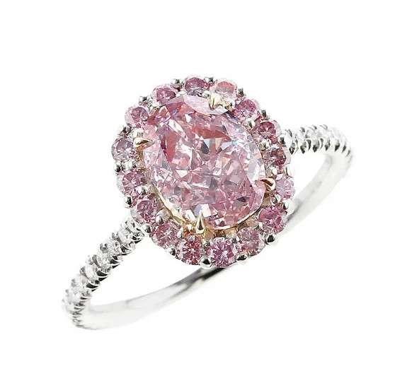 Natural Oval-Shape, Fancy Tourmaline & White Moissanites 10K White Gold Finish