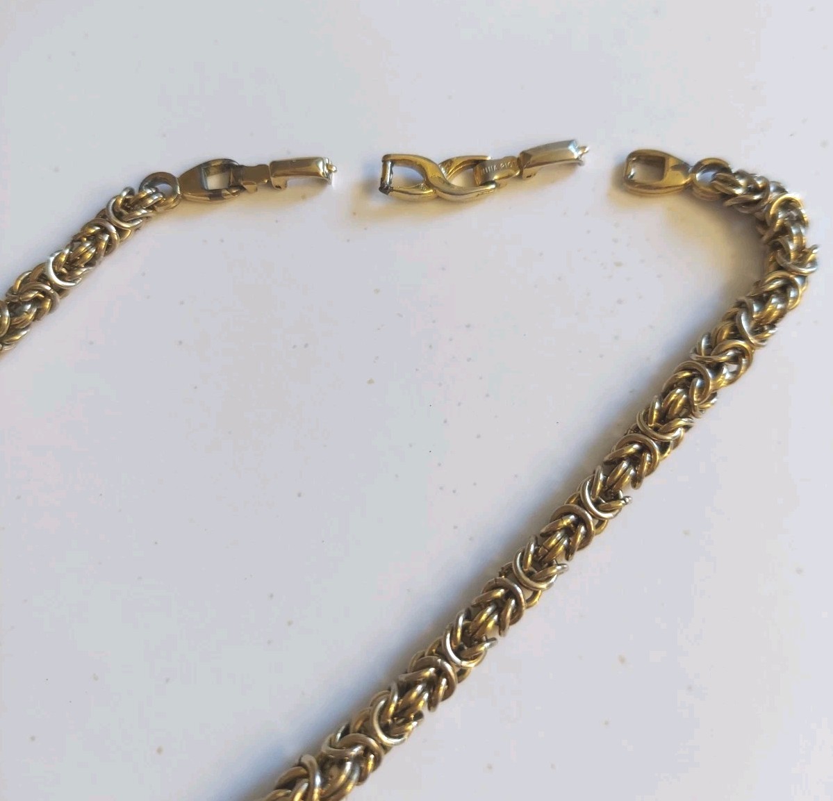 Nina Ricci Vtg Signed Byzantine Chain Necklace Gold Plated 17, 18″ w Extender