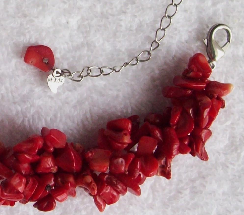 Vintage Henry Designs (H.D.N.Y) Natural Red Coral Triple Strand Necklace
