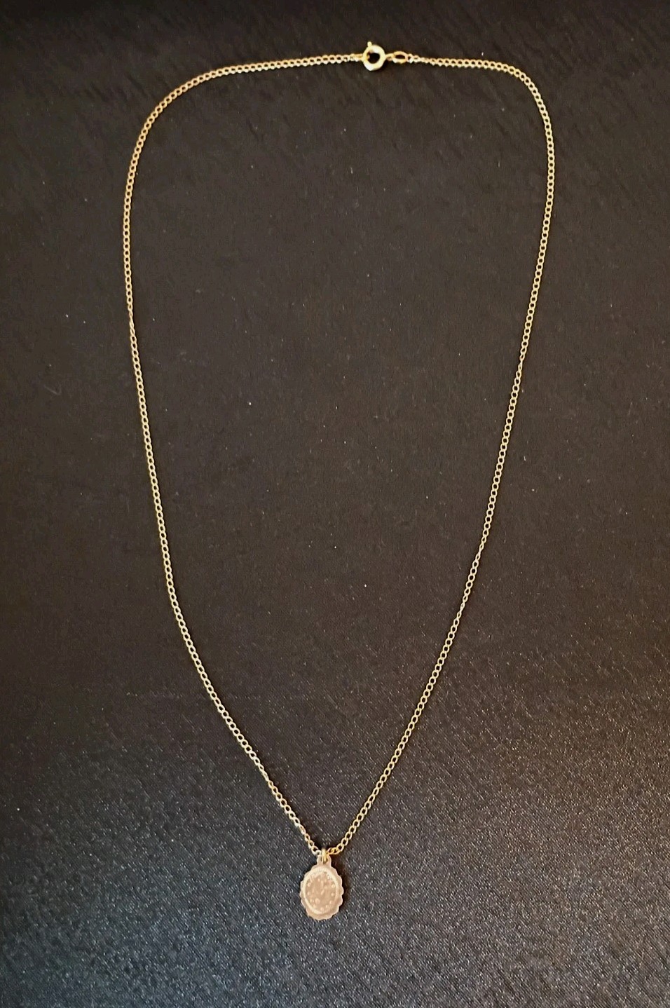 Vintage 12K Gold Plated Miraculous Medal Charm Chain Necklace