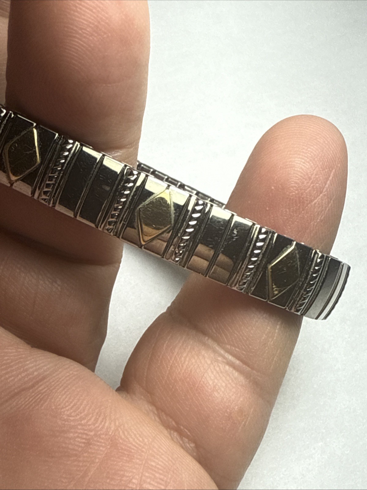 Bracelet MILOR Italy 14k Gold Accents And Stainless Steal Stretch Expanding 9mm