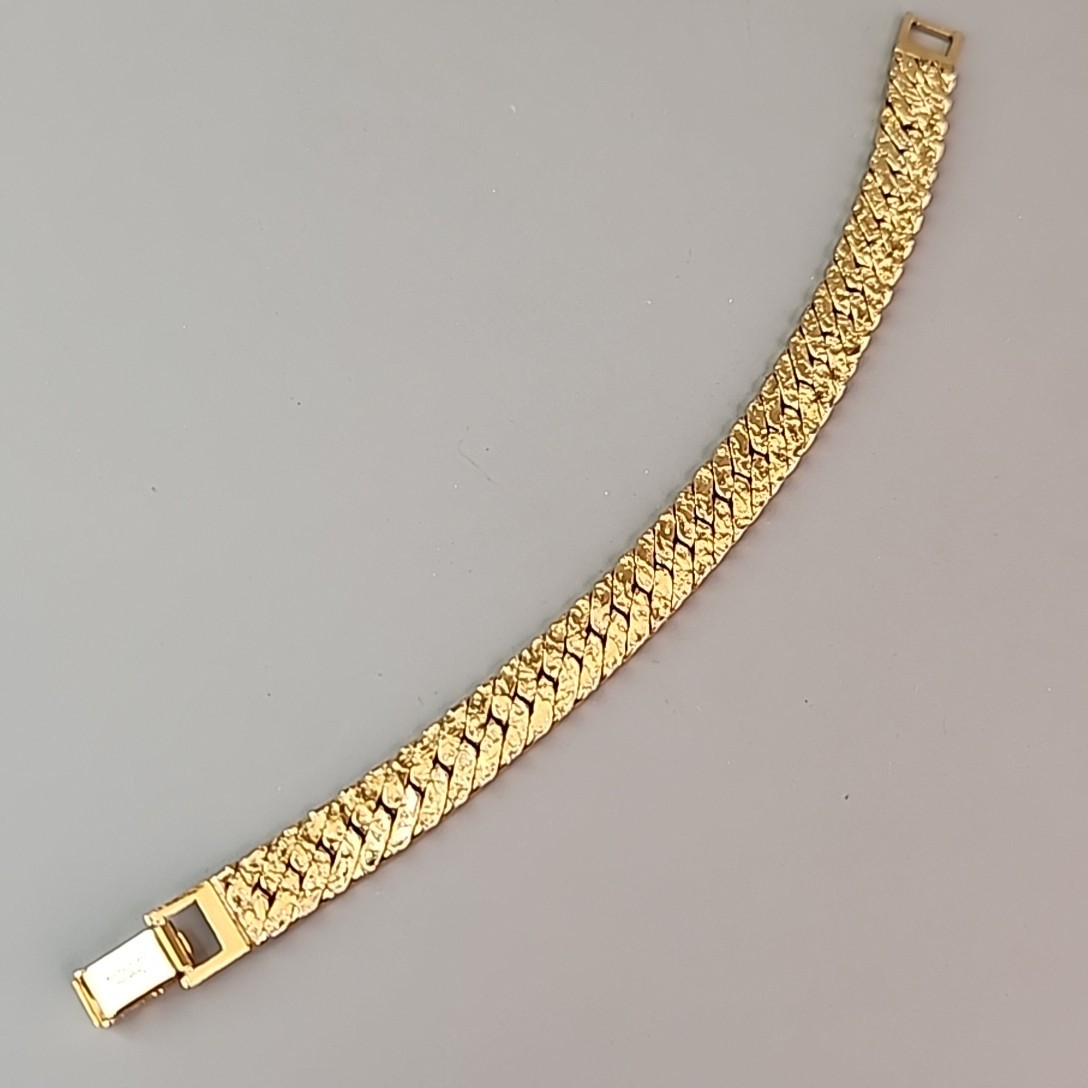 Vintage Napier Chain Bracelet 1cm Gold Tone Herringbone 6.75″