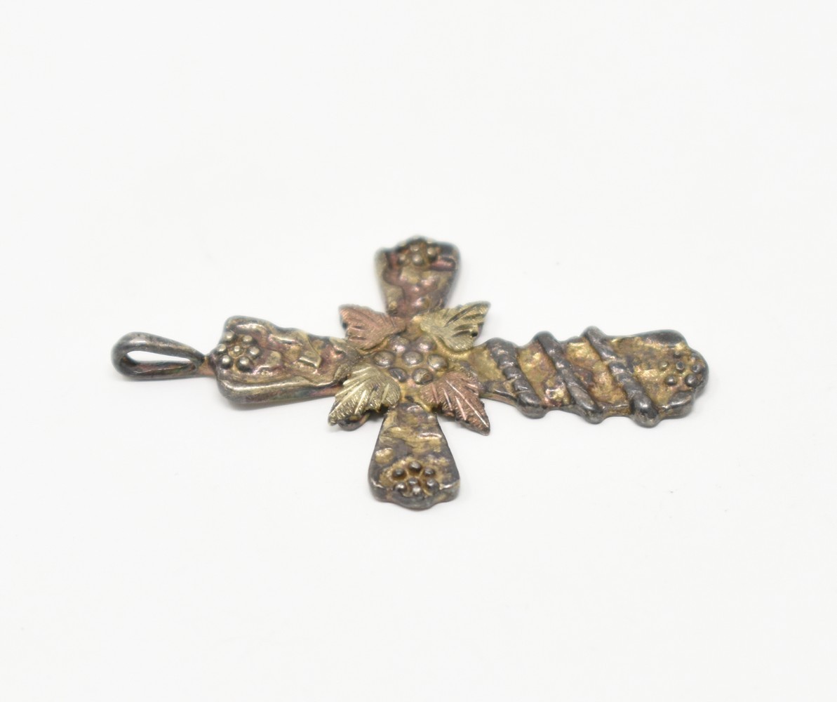 RGC Riddles Group Vintage Sterling Silver 12K Rose & Yellow Gold Cross Pendant