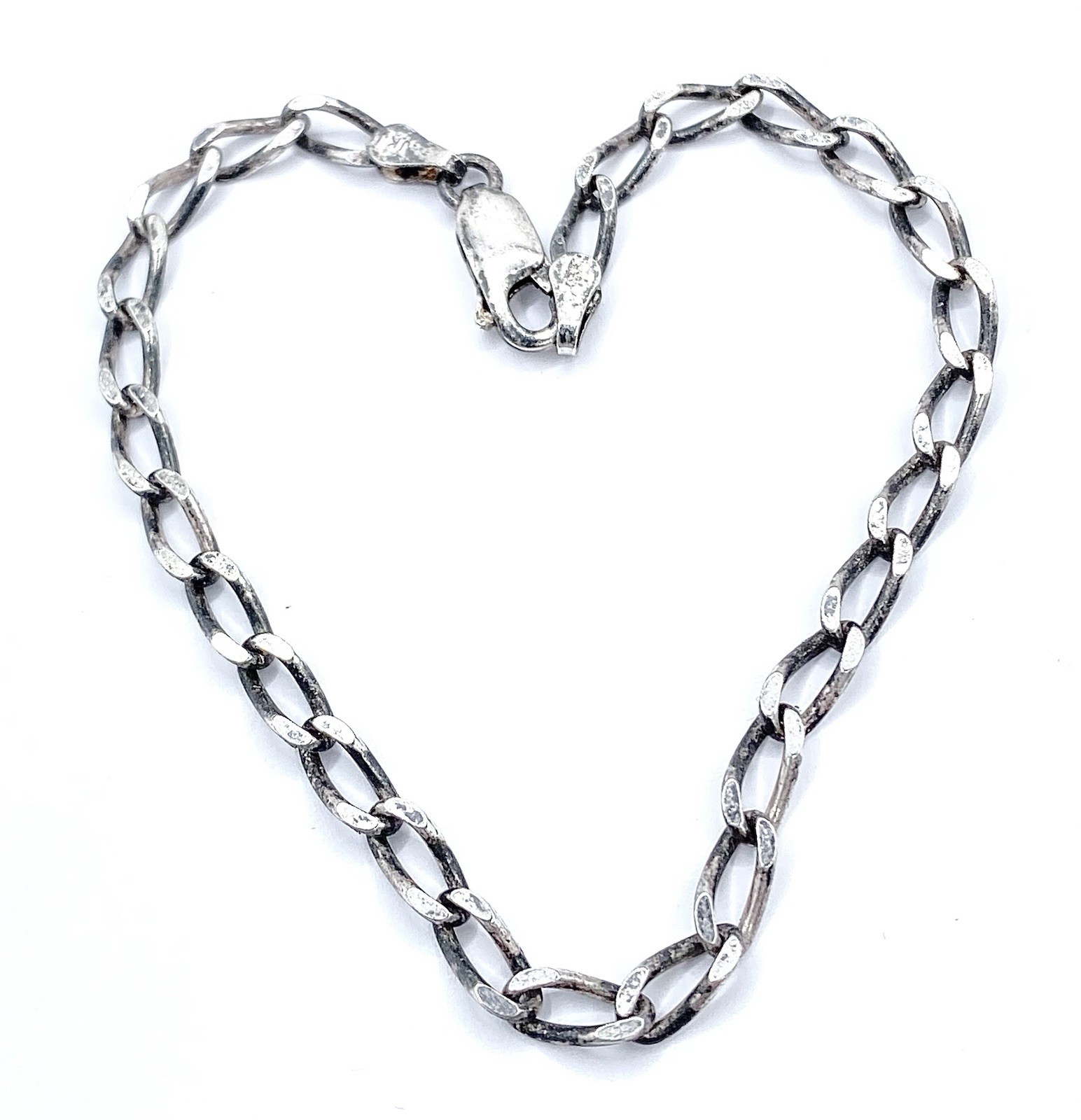 7.25″ Vintage 925 Sterling Silver JKJ Chain Link Starter Charm Bracelet