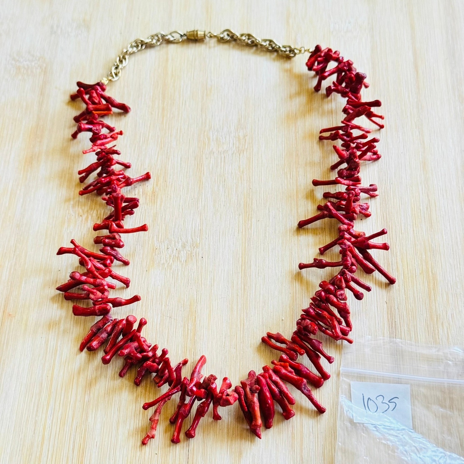 VTG Mediterranean Salmon Red Branch Coral Natural Necklace Genuine 20″ 45g Italy