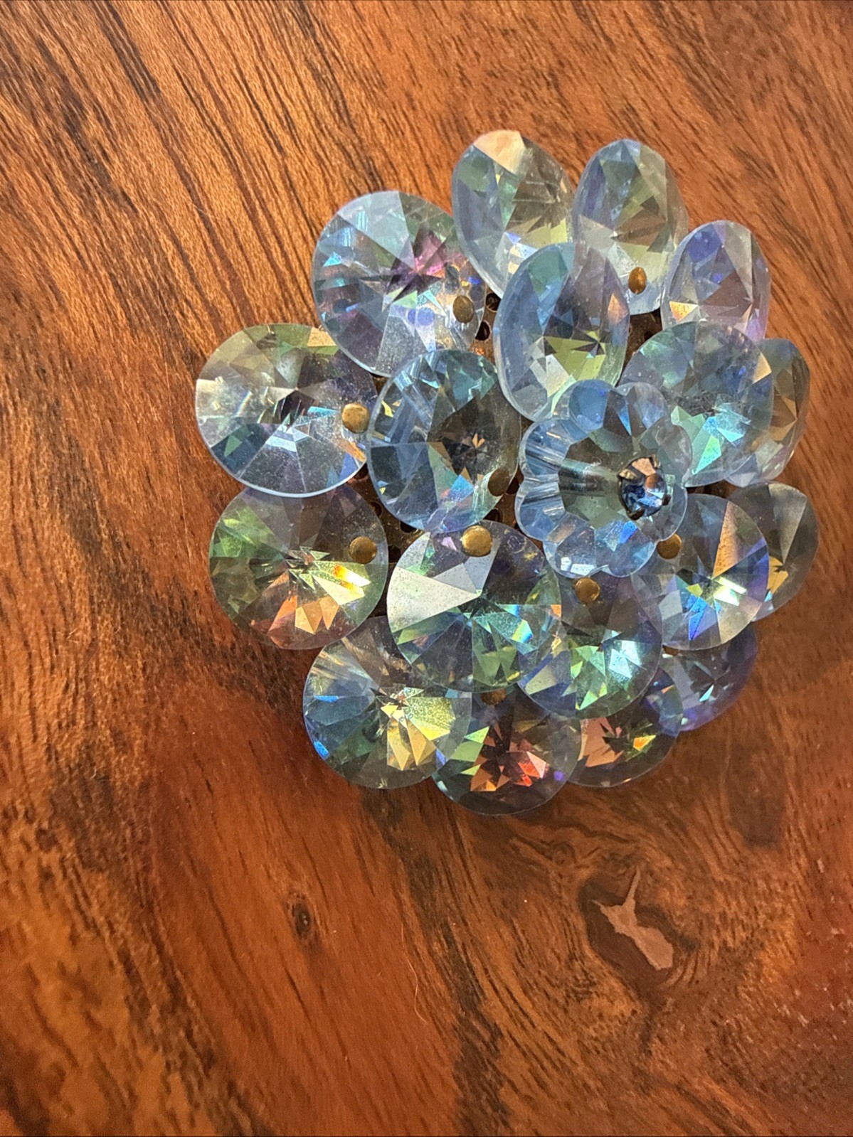 Vintage Blue Tones Rivoli Bead Flower Brooch – VENDOME Inspired