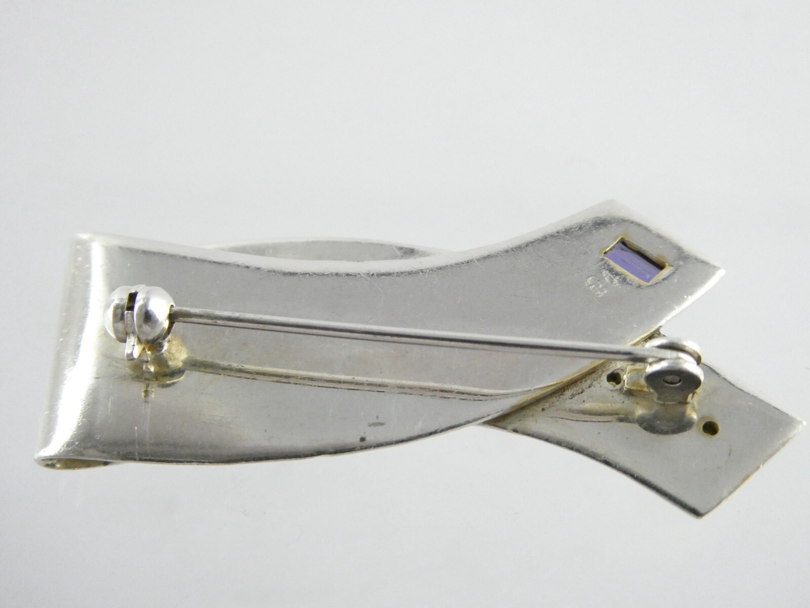 Artisan Designer Sterling Silver Seed Pearl Iolite Pin Pendant Brooch 8.9g 925